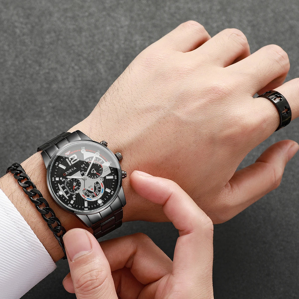 8 P S Moda Masculina Rel Gios De Luxo Neg Cios Quartzo Gio Pulso Qme