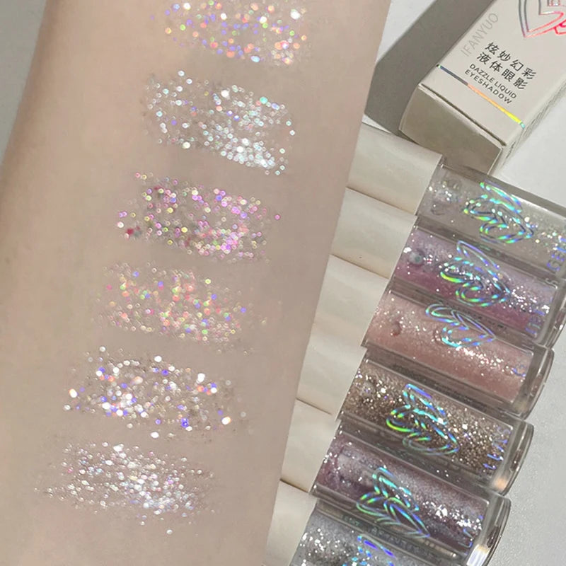Sparkling Pink Sequins Liquid Eyeshadow Pigmented Shimmer Eye Liner Pointed Pen Loose Glitter Glue For Eye Crystals Makeup Tool Qme