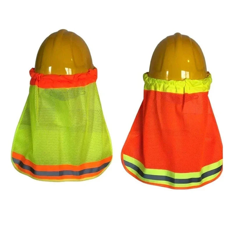 Useful Head Protection Cap with Reflective Stripe for Outdoor Work Supplies - Summer Sun Shade Safety Hard Hat Neck Shield Qme