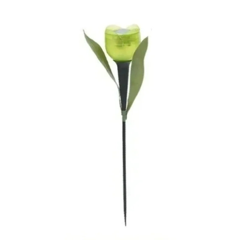 Garden Tulip Flower Shape LED Solar Powered Waterproof Tube Lawn Qme Green