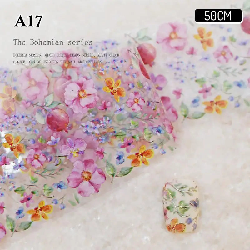 4 Rose Flower Nail Transfer Foils Paper DIY Art Sliders Salon Use Qme A17