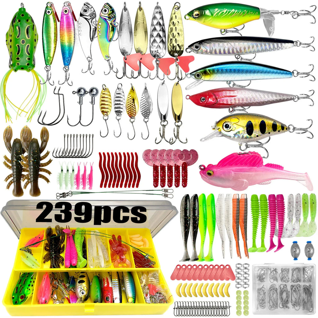 133 Fishing Lures Topwater Bait Rigs Tackle Bass Trout Salmon Qme