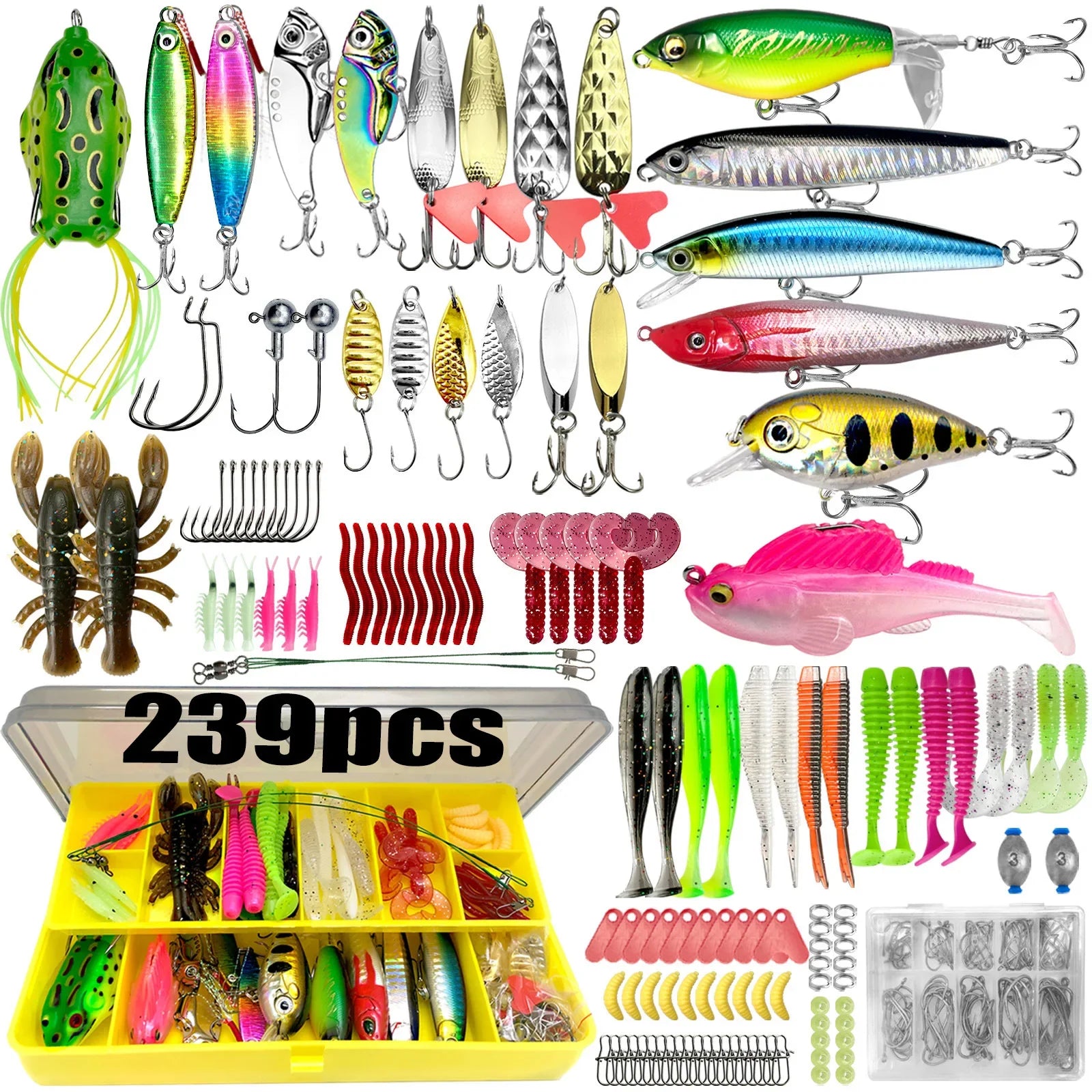 133 Fishing Lures Topwater Bait Rigs Tackle Bass Trout Salmon Qme