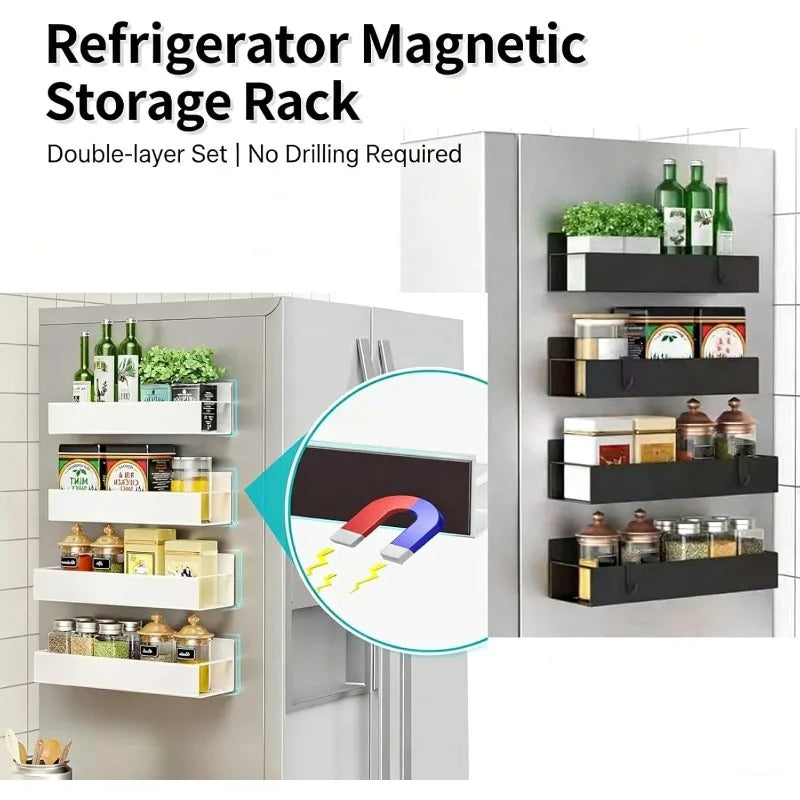Magnetic Spice Storage Rack Organizer Refrigerator Oven Black Fridge Qme