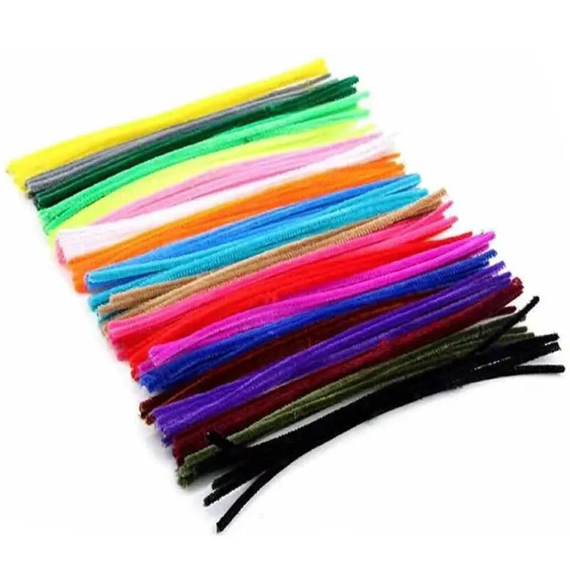100PCS Colorful Chenille Stem Twisted Rod Wool Root Fluffy Bar Iron Wire DIY Handcraft Twisting Decorations Pipe Cleaners Plush Qme 20 colors 100pcs