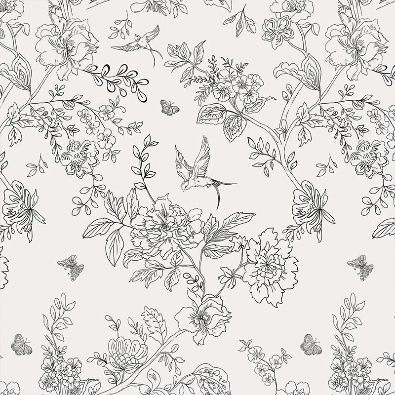 Black White DIY Floral Wallpaper Peel Stick Contact Paper Flowers Qme