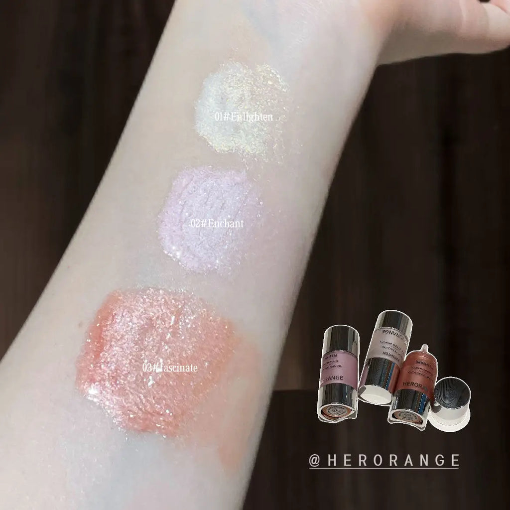 Warm Rose Bronze Liquid Highlighter Mirror Makeup Face Contour Stick Natural Shimmer Bronze Liquid Blush Brighten Waterproof Qme