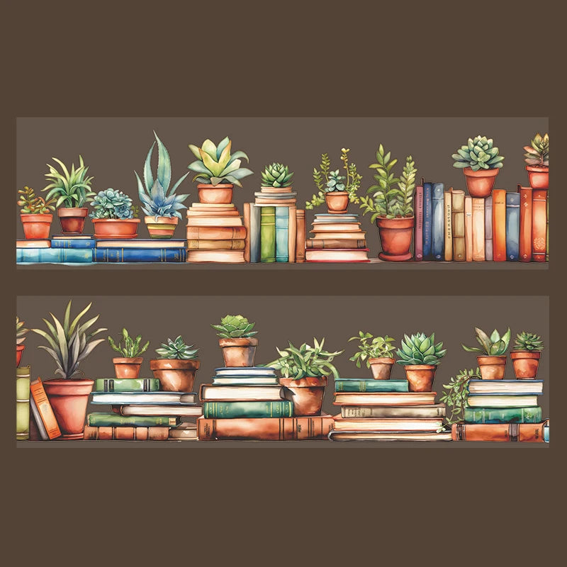 Tape 50mm*2m Book Sea Reading Scenic PET Tape Manual Stationery DIY Handmade & Scrapbook Journaling Decorative Washi Tape Qme 1
