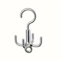 1pc Multifunctional Rotating Clothes Hook - Punch-Free, 4-Claw Rotation, Coat Hanger, Belt Organizer, Scarf Storage Rack Qme Silver