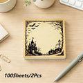 100Sheets Eerie Atmosphere Notepad - Halloween-themed Decorative Notepad, Ideal for Journal Keeping, Handmade Creation Qme WHITE
