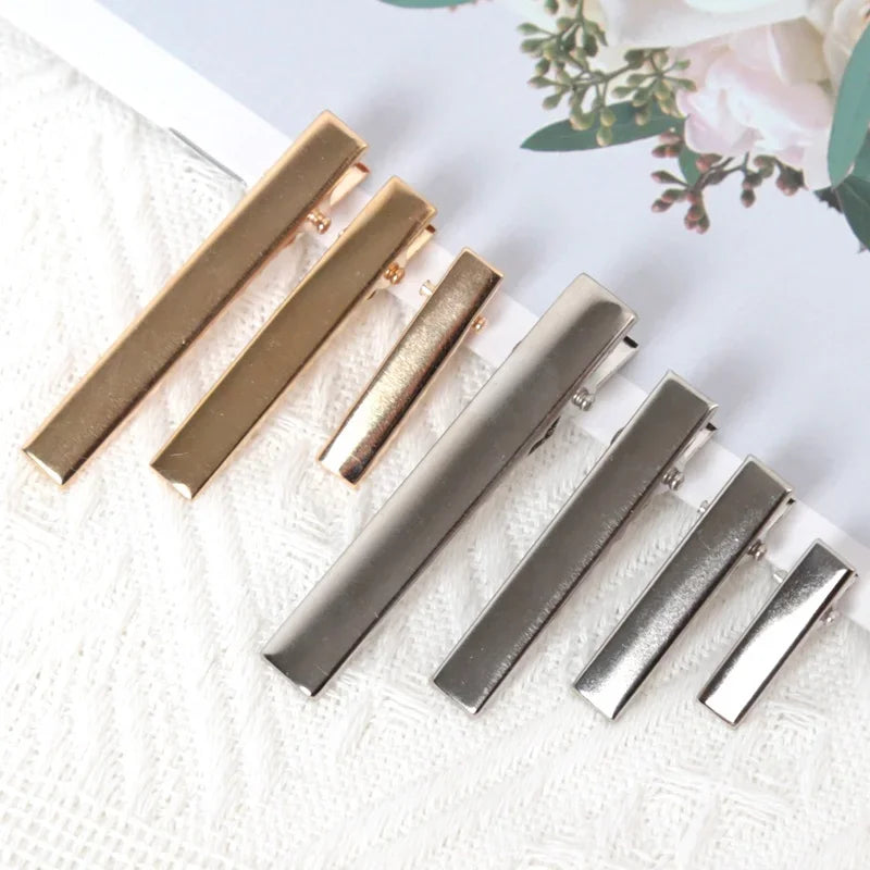 Metal Alligator Hair Clips Duckbill Blank Setting Base DIY Women Qme