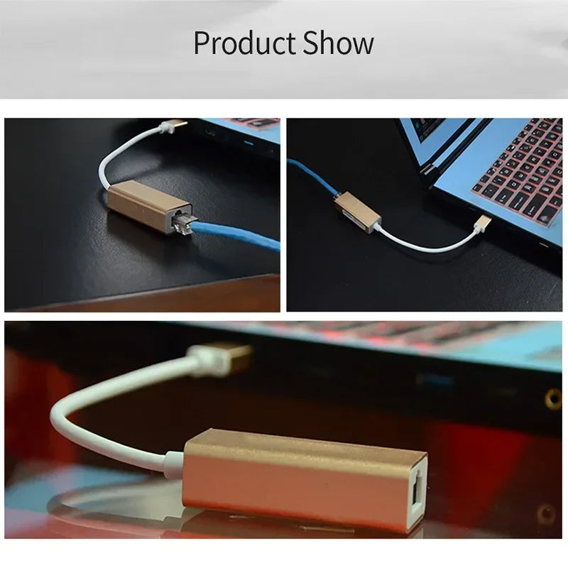 USB Type-C To Ethernet RJ45 Lan Network Card, 10/100Mbps, External Wi, for MacBook, Windows 7/8/10 Laptop, USB C Ethernet Adapte Qme