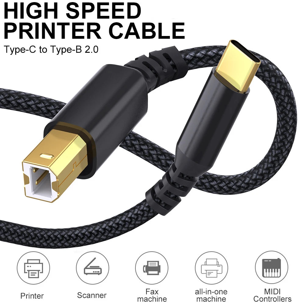 USB C to USB B Printer Cable Universal High Speed Data Transfer Cord Canon Epson HP Samsung Dell Printer Scanner Office Equipmen Qme