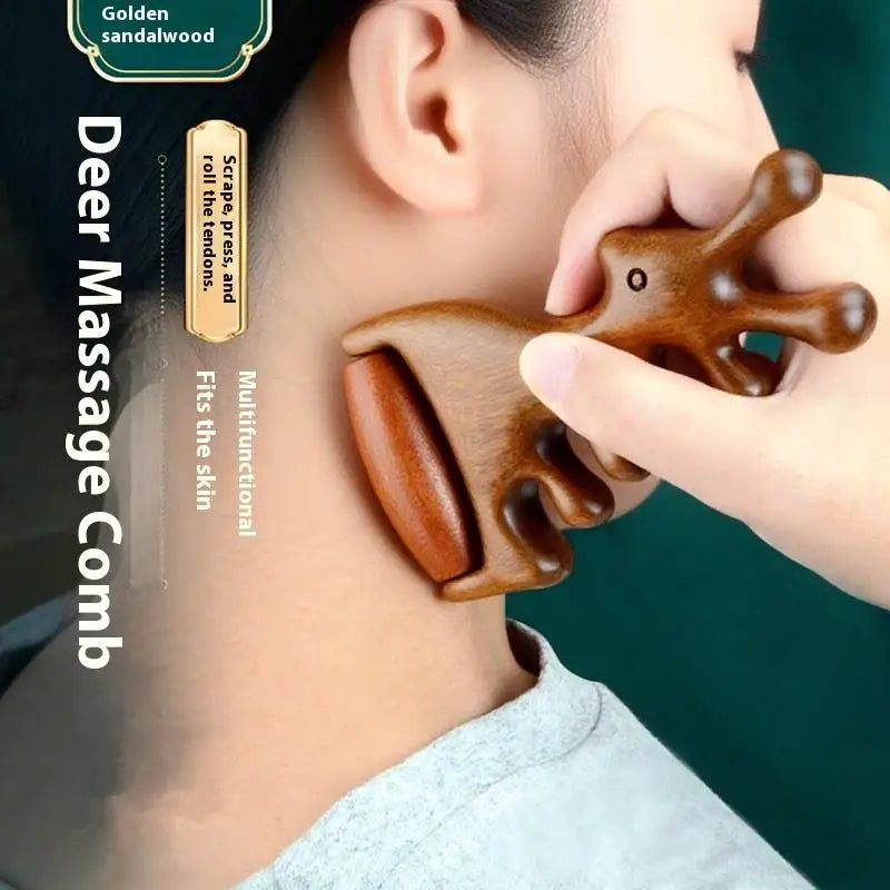 Wooden Massage Comb Head Meridian Scalp Combs Face Eye Shoulder Neck Qme