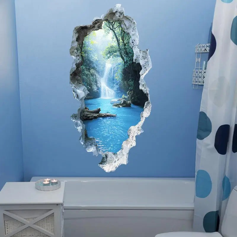 Bedrooms Room Bathroom Home Decoration Stickers Creative Hole Valley Qme