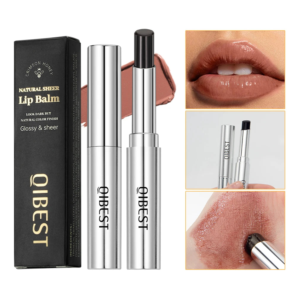 QIBEST Black Honey Lipstick Moisturizing Lip Balm Plumper Natural Makeup Smooth Enhancing Color Lip Plumping Gloss Tint Cosmetic Qme