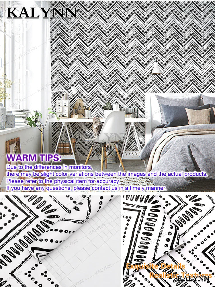 Geometric Aelf-wdhesive Wallpaper Peel Stick Wall Stickers Vinyl Qme Black Wave Sample 1mx45cm