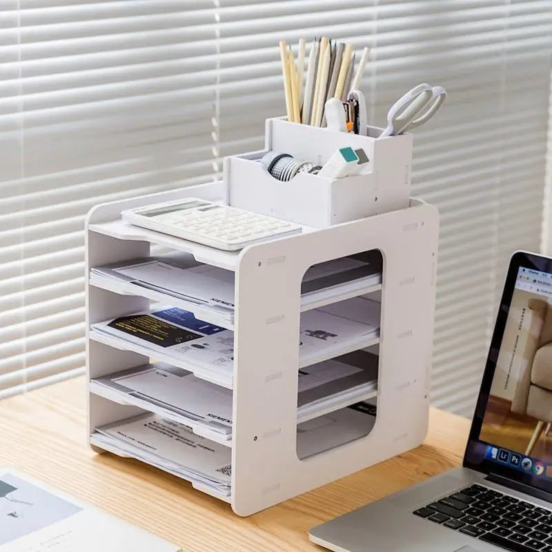 A4 Paper Desktop Storage Rack Multilayer Space-saving Desk Office Qme