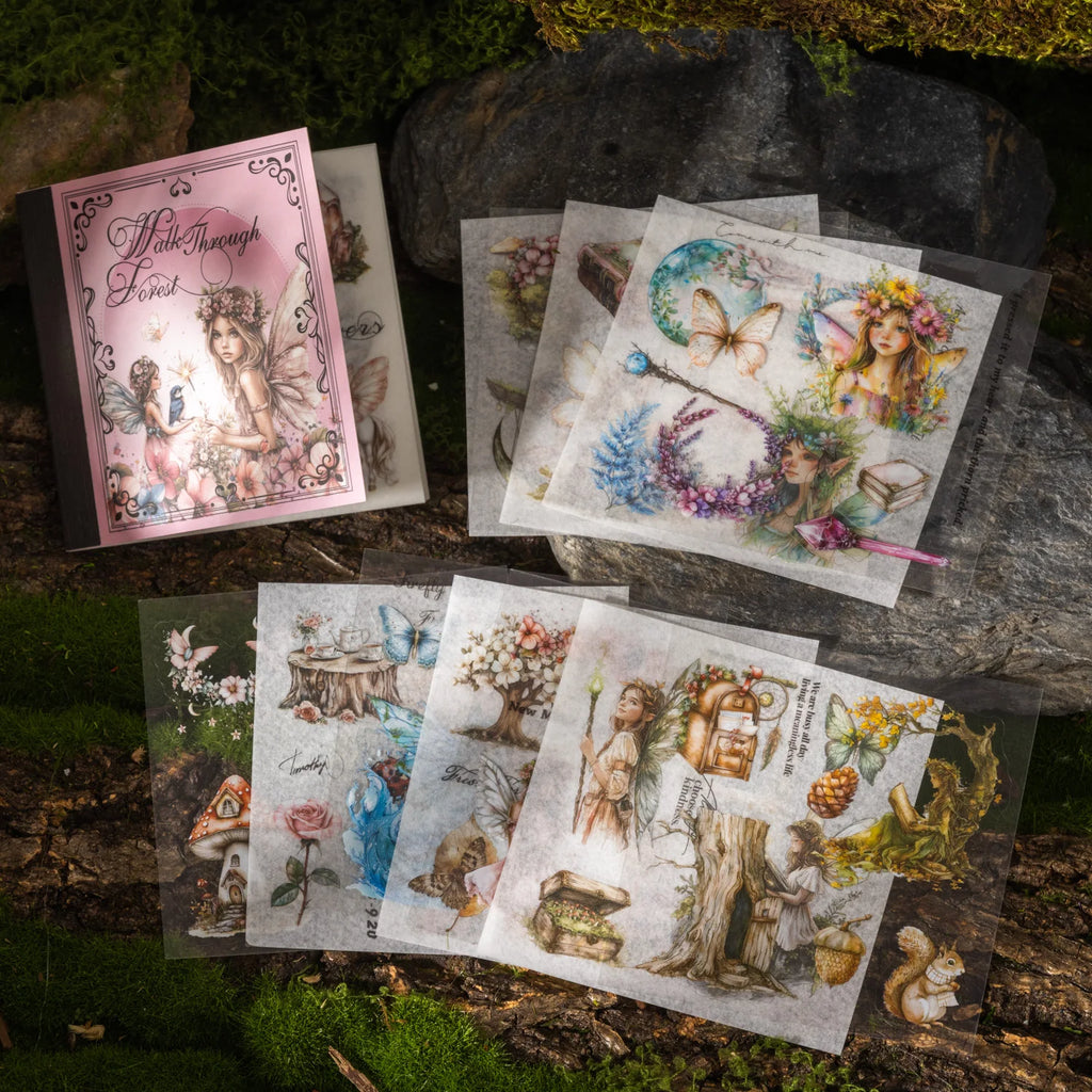 Forest Elf Theme Sticker Book 20 Sheets/Bag for Scrapbooking DIY Collage Material Background Decoration Journal Supplies Qme