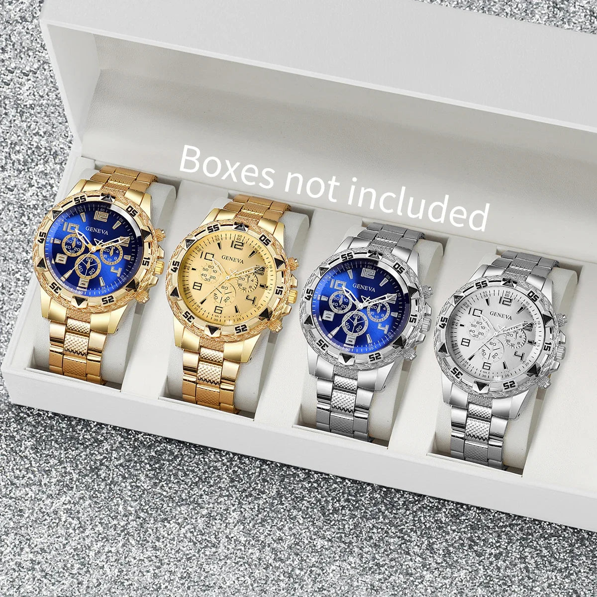 4 Pcs/set Men's Fashion Business Watches Large Display Analog Quartz Watch for Men Watch Gift Men's Watches (Without Box) Qme 4pcs