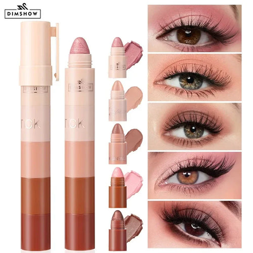 5 in 1 Eyeshadow Pencil Kit Velvet Matte Pigment Shimmer Highlight Makeup Combination Pink Brown Mini Eye Shadow Pen Cosmetics Qme