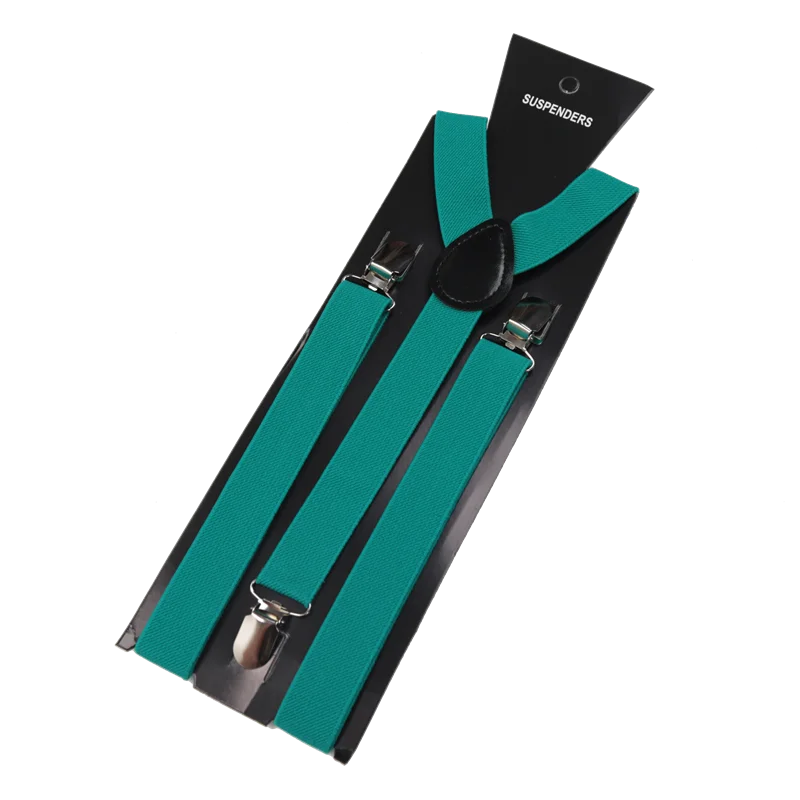Unisex Elastic Leather Suspenders Braces Men Women Black Blue Red