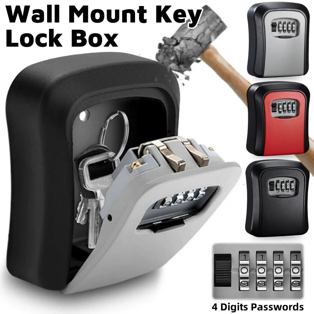 Key Lock Box 4 Digit Password ABS Security Anti-theft Durable Wall Mounted Password Key Box for Home or Office Key Safe Storage Qme