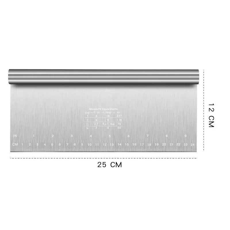 Stainless Steel Scale Cake Scraper DIY Dough Pastry Spatulas Buttercream Edge Smoother Cake Decorating Tools Baking Accessories Qme 25cm