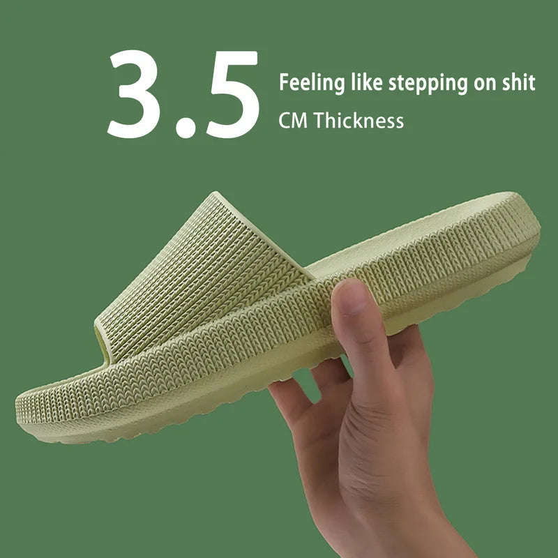 Summer Slippers For Men Women Soft Slippers Indoor Home Slides Cloud Slipper Men Flat Sandals Beach Shoes Man Male Flip Flops Qme A-Green 38-39 (fit 37-38)