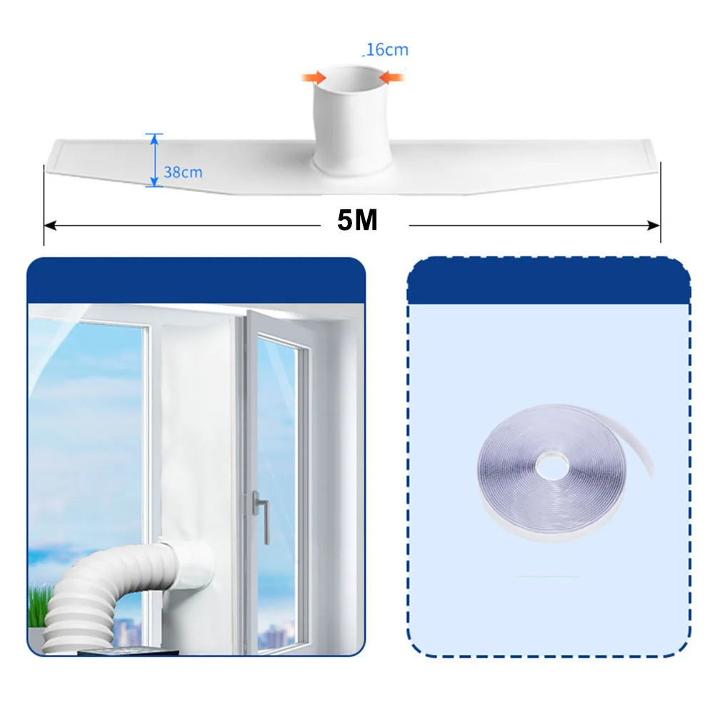 3/4/5M Portable Air Conditioner Sealing Cloth Baffle Side Opening Window Sealing Cloth Sealing Plate Window Seal With Drawstring Qme 5M
