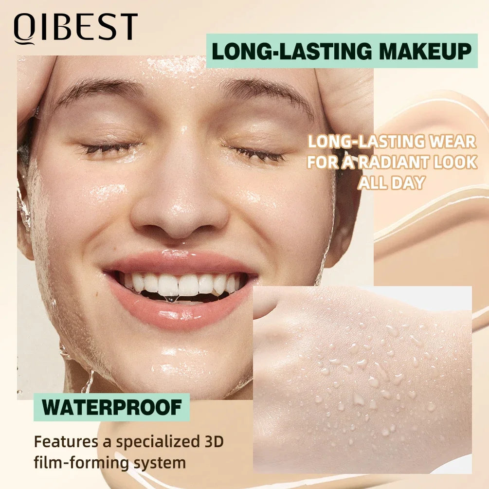 QIBEST 3D Full Coverage Concealer Long Lasting Liquid Concealer For Dark Circles Natural Finish Seamless Blend Under Eye Makeup Qme
