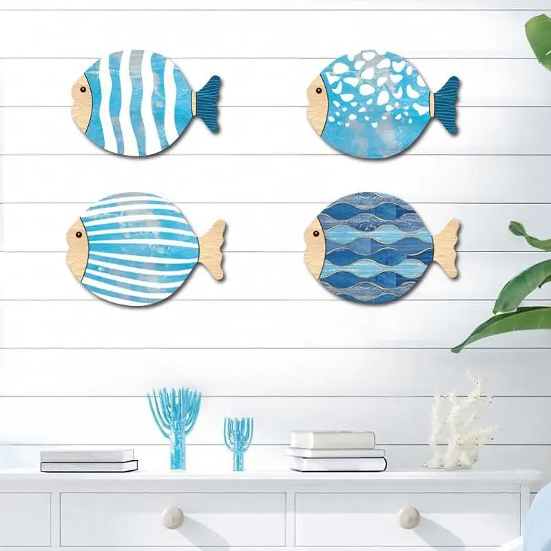 Marine Wood Wall Hanging Sculpture Home Room Decoration 2D Wooden Qme