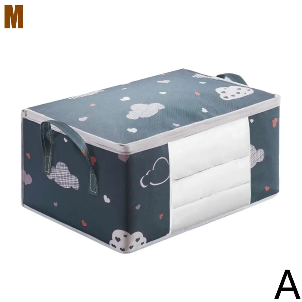 Large Capacity Clothes Storage Bag Organizer With Reinforced Handle Suitable For Blankets Bedding Foldable With Sturdy Zipper Qme navy blue M