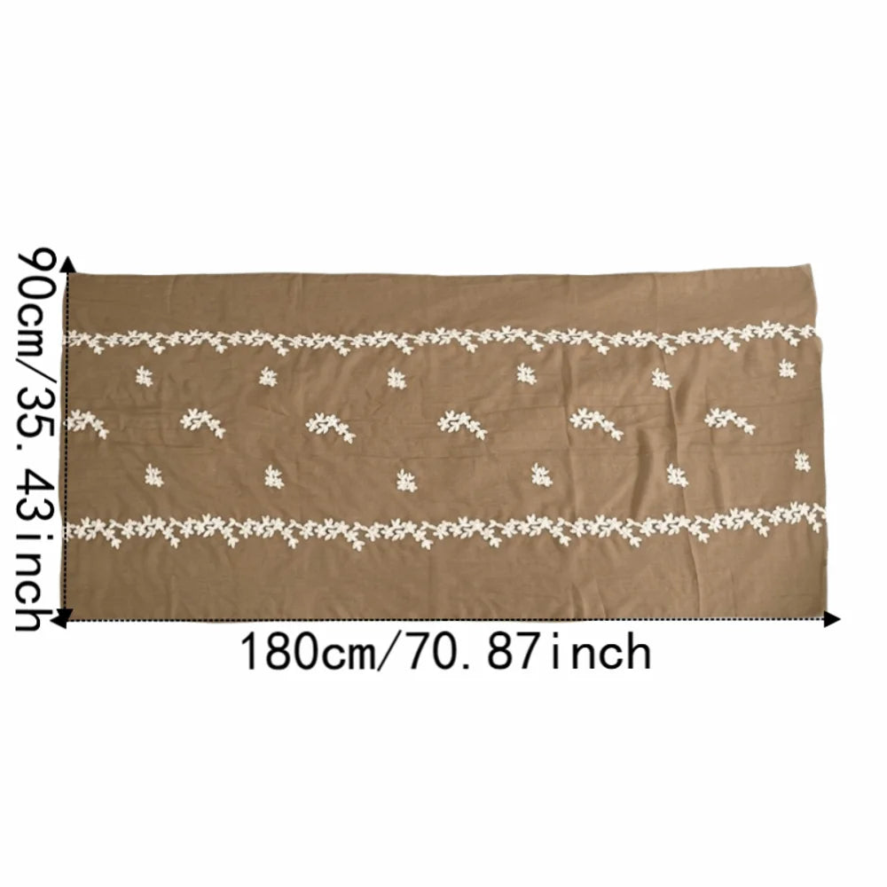 Floral Pattern Embroidered Hijab Breathable Lightweight Thin Fabric Shawl Soft Edged Gentle Ethnic Long Foulard Casual Stole Qme