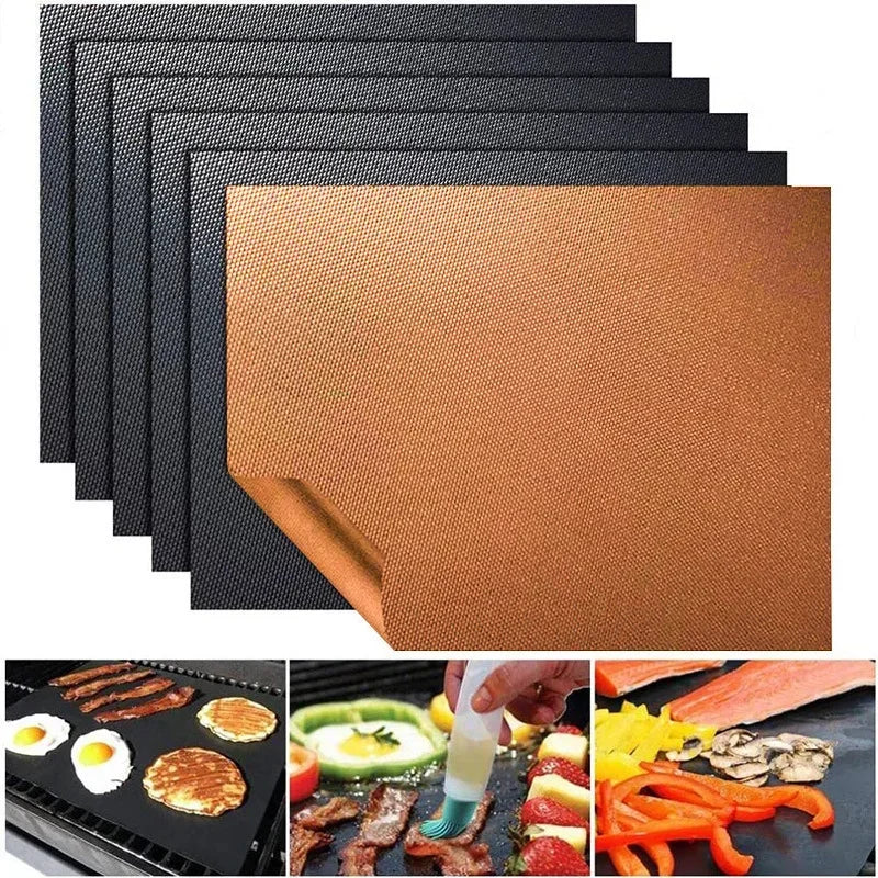 3/5pcs Reusable Non-Stick BBQ Grill Mat Pad Baking Sheet Portable Outdoor Picnic Cooking Barbecue Oven Tool Barbeque Accessories Qme