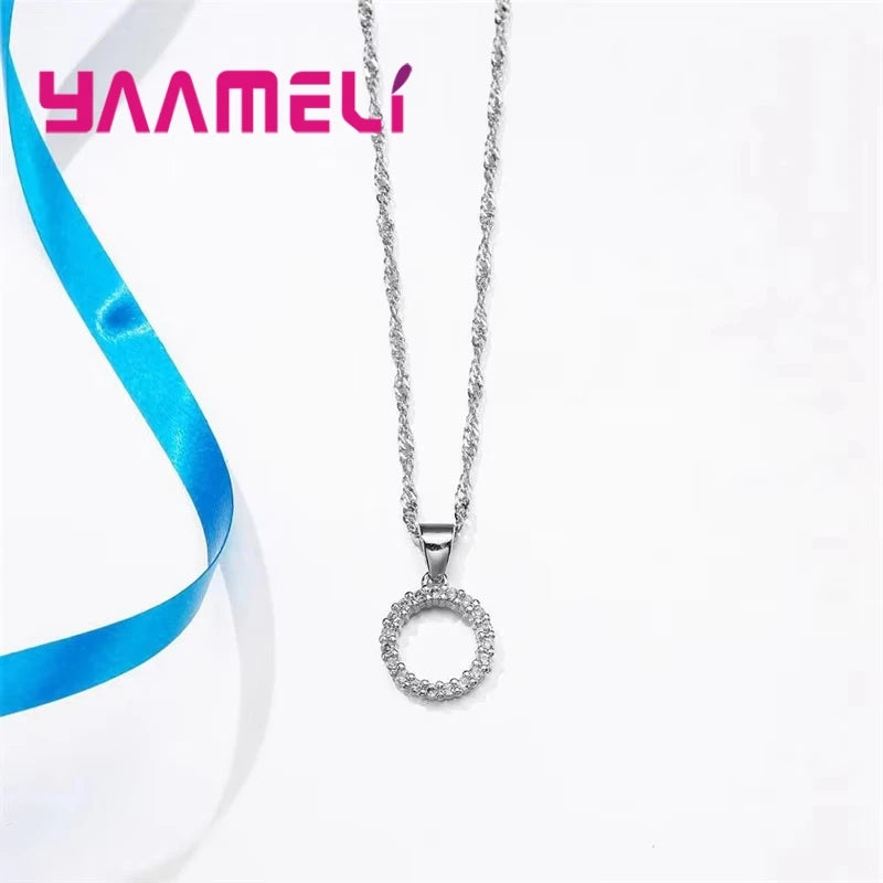 925 Sterling Silver Stamped Bridal Jewelry Sets Beads Cubic Zirconia Necklaces Hoop Earrings Women Girls Engagement Anniversary Qme