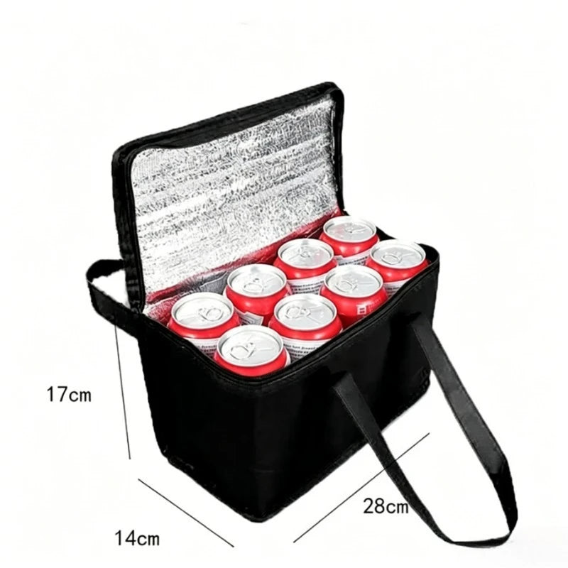 Portable Lunch Cooler Bag Folding Insulation Picnic Ice Pack Food Thermal Bag Drink Carrier Insulated Bags Beer Delivery Bag Qme Black