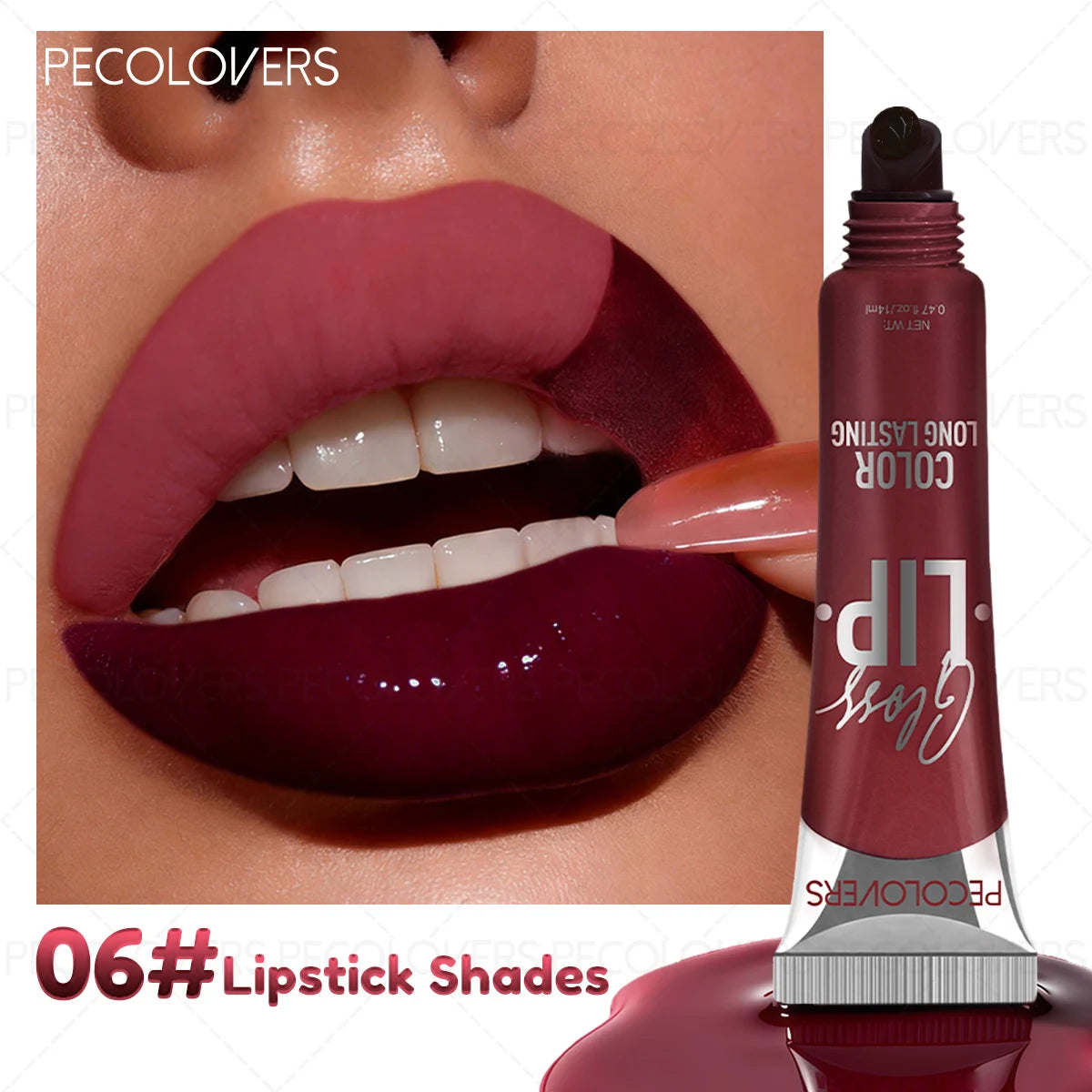 Tearable Lip Gloss Long-lasting Lipstick Waterproof Non Stick Cup Qme 06