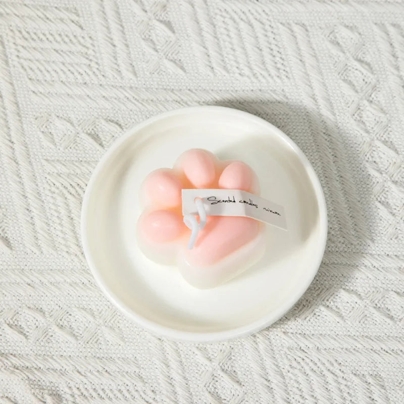 Lovely Cat Paw Fragrance Candle Artisan Aroma Room Decor Birthday Qme pink