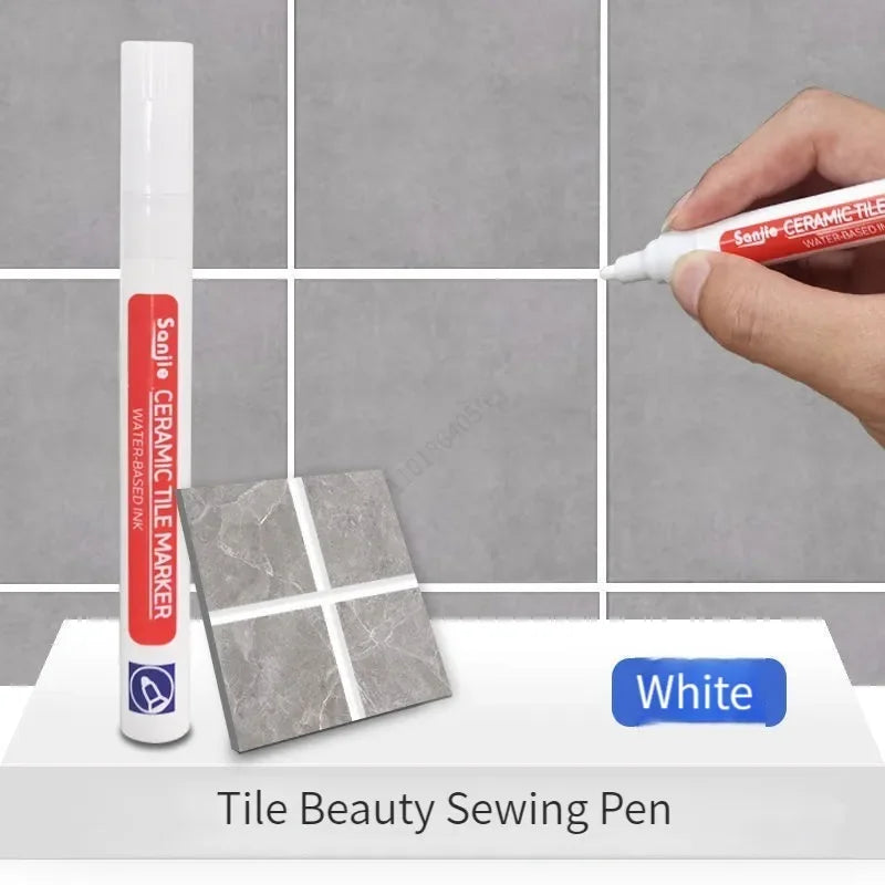 Waterproof Tile Marker Grout Pen Wall Seam for Floor Bathroom Kitchen Toilet Wall Seam Repair Black White Gold Silver Beige Qme White