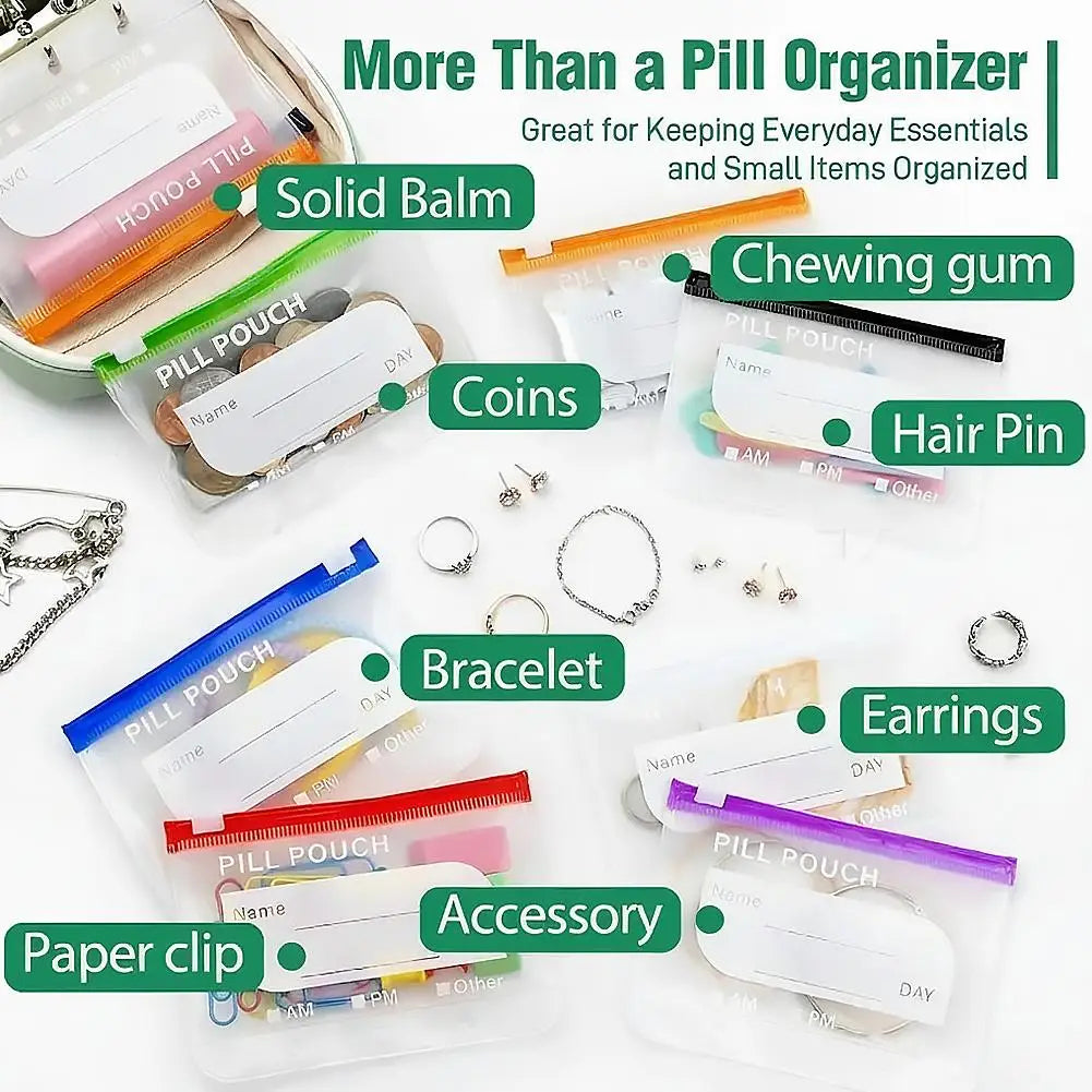 Waterproof Pill Pouches Organizer Binder Case Color-coded Reusable Qme