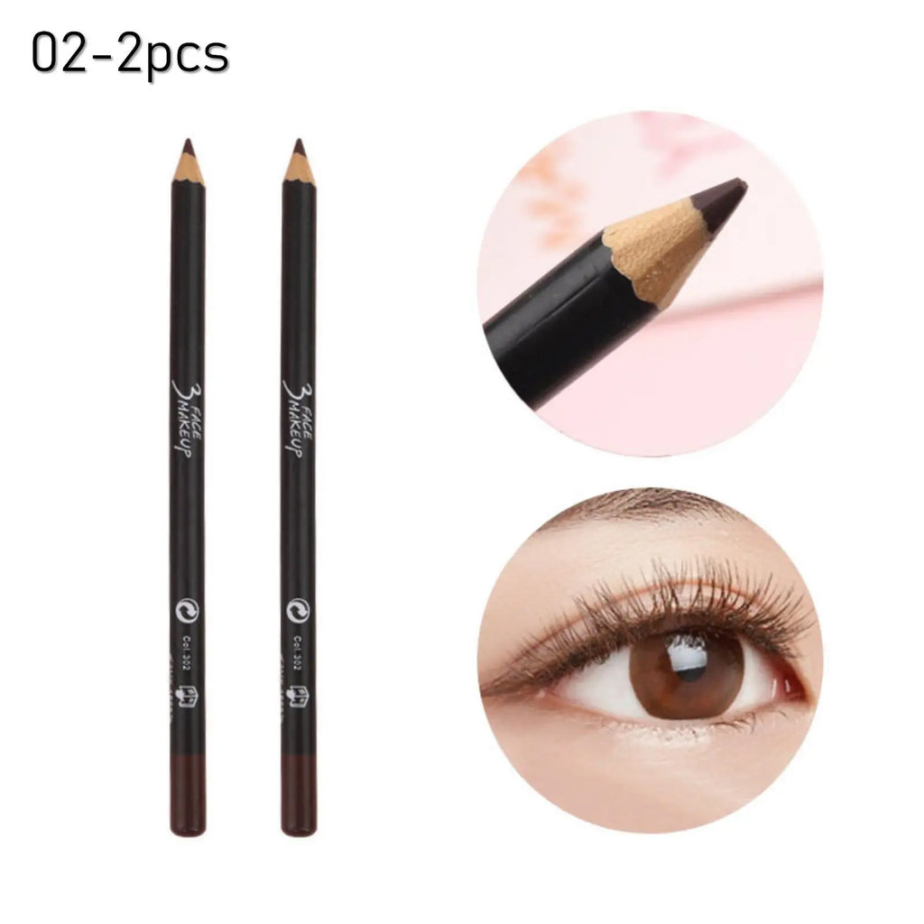 Long-lasting Black Eyeliner Brow Pencil Waterproof Easy Application Qme 02-2pcs