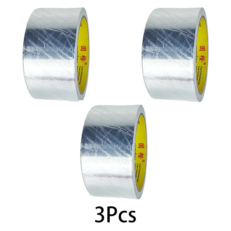 1Roll High Temperature Resistant Aluminum Foil Tape, Waterproof and Oil-proof, Flame-retardant and Sun-proof, Hand-tearable Qme 3rolls-width-47mm 20M