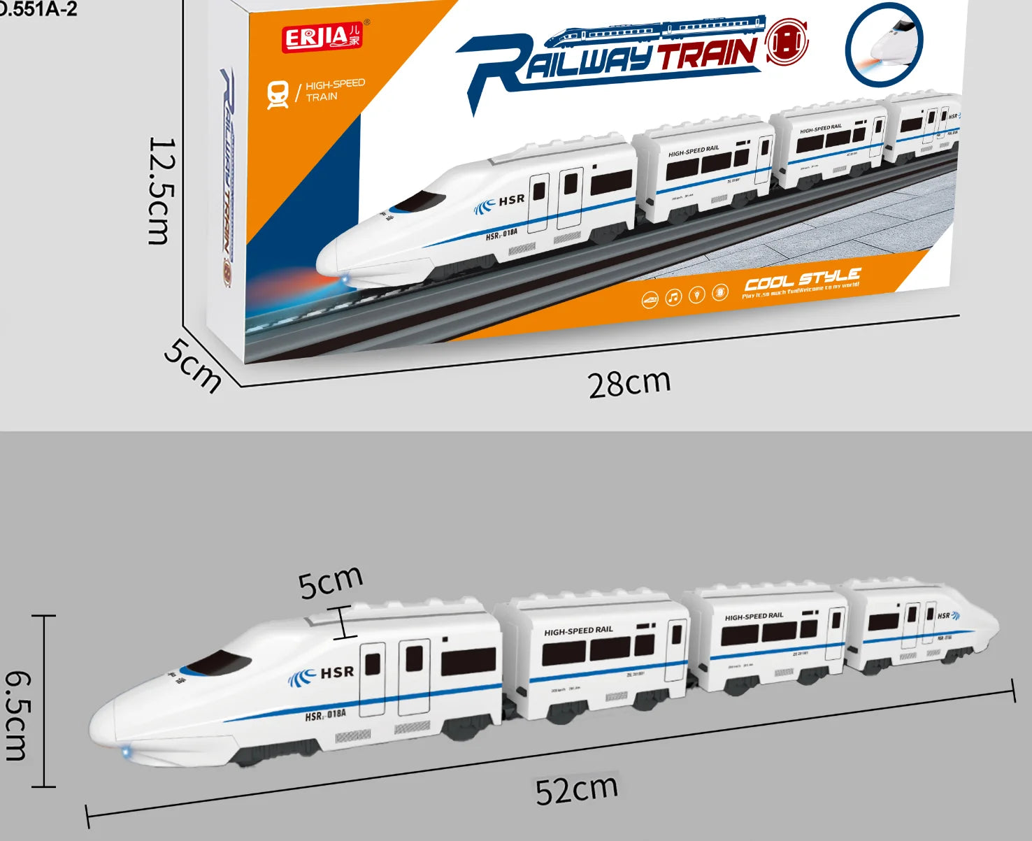 Kids DIY Simulation High Speed Railway Train Toy Car Electric Sound Light Model Train Educational Toys for Boys Girls Gift Qme 4carriages