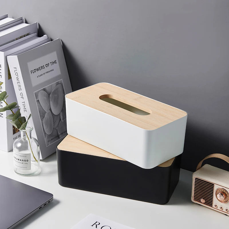 Disposable Luxurious Bamboo Rectangular Tissue Box Cover Waterproof Qme