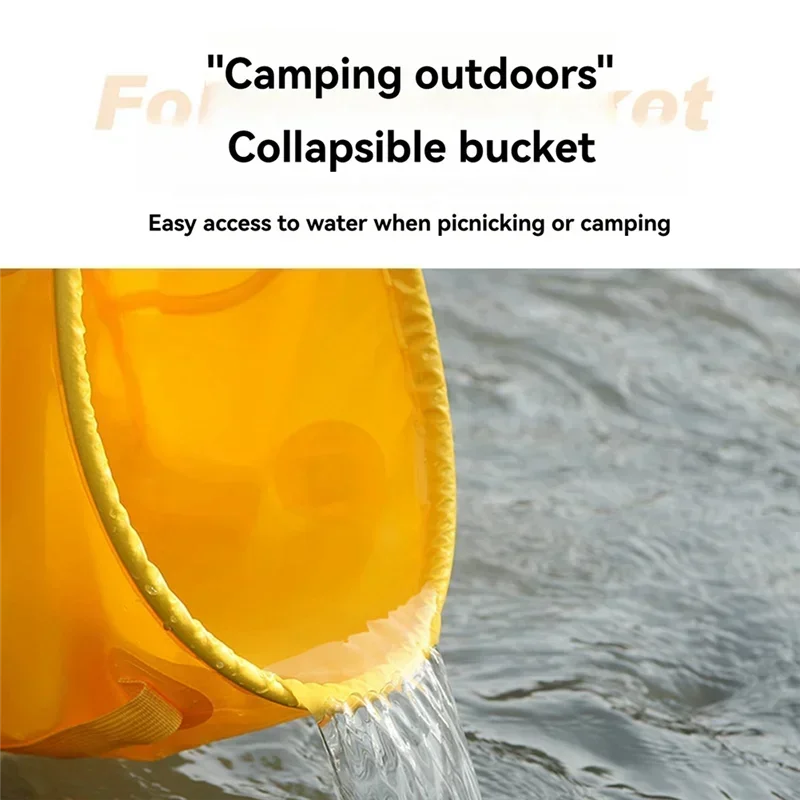 Collapsible Bucket with Handle, 5 Gallon(20L), Portable & Ultra Lightweight Outdoor Basinr Camping Travel Portable Picnic Bucket Qme Yellow 20L