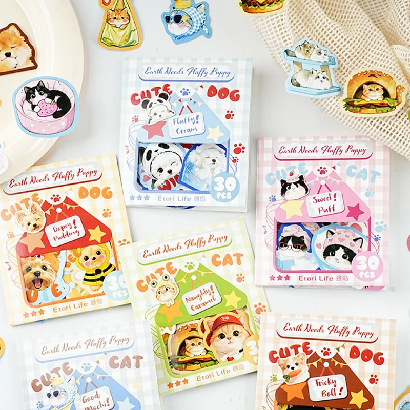 3 Bags Pet Party Sticker Pack, Cute Pet Poses for Various Scenes, Fit for Multiple Journal Styles, Versatile High-Value Sticker Qme