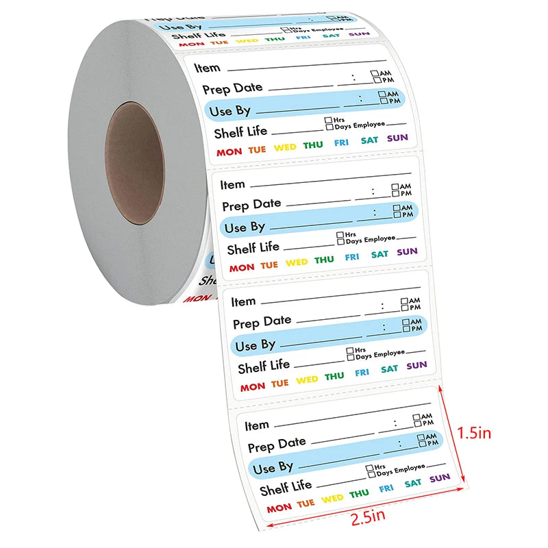 ^300Pcs/Roll Kitchen Date Food Sticker Label Stationery Sticker Snacks Candy Storage Expiration Date Label Self-Adhesive Sticker Qme
