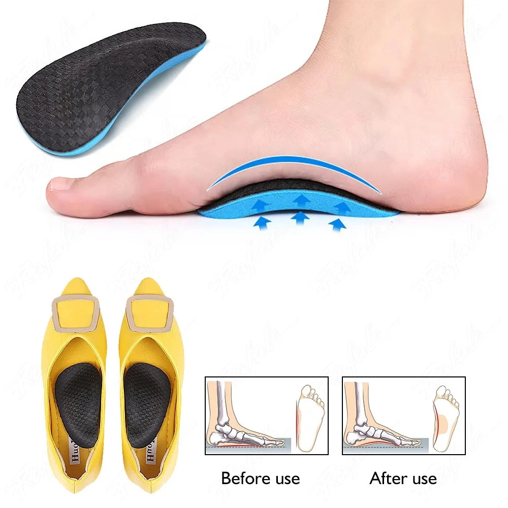 4 EVA Flat Feet Arch Support Orthopedic Insoles Pads Shoes Men Women Qme