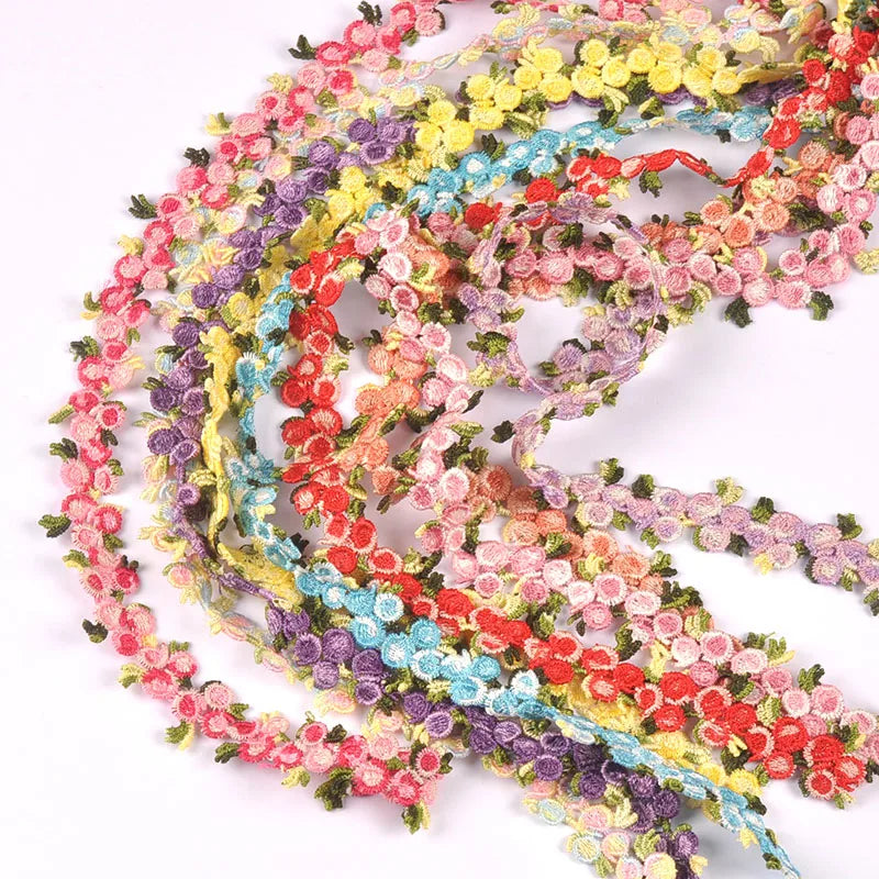 1 Yard 21mm Colorful Flower Lace Trim, Cute Rose Floral Embroidery Lace Ribbon for DIY Sewing Crafts Clothes Headbands cp3851 Qme